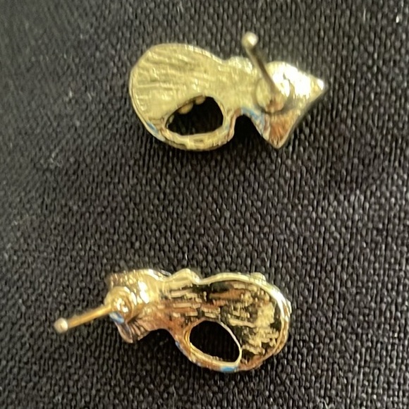 Adorable Cat Earrings - Gold Finish with Black Stone & Rhinestones - Picture 8 of 11